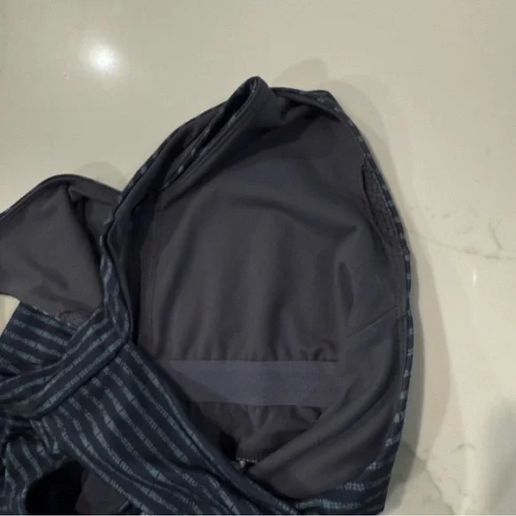 prAna Saxon Racerback Halter Asymmetrical Dress Womens Small Navy Blue Striped - Picture 9 of 10